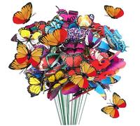 Putains de Papillons 150pcs 9, 8 Pouces Papillons artificiels réalistes avec Connexion de Printemps PVC Papillon décoratif pour Jardin, pelouse