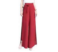 Putaowor Femmes Cropped Dress Culotte Ceremonie Mariage Cocktail Haute élastique Taille Pantalon habillé Fente Rouge À Nouer 32