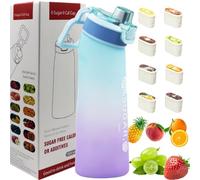 Putextile Bouteille d'eau avec 1 capsule de saveur, 2.0 version améliorée, 700 ml, sans BPA, pour salle de sport et activités de plein air (Color E + 1 Random POD)