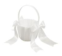 Puthernm 1 Paquet de Panier de Mariage Blanc pour Filles de Fleur Panier de Demoiselle d'honneur en Satin Mignon