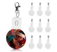 Puthernm 10 Pièces de Porte-Clés Vierges à Sublimation en Vrac avec Transfert Éclairé par LED, Bricolage avec Porte-Clés pour Photos Rondes