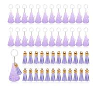 Puthernm 48 PCS Porte-Clés en Acrylique Porte-Clés en Acrylique Vierge Acrylique Cheer Porte-Clés avec Pompon Violet