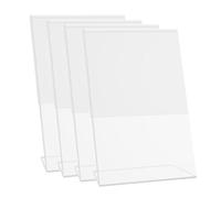 Puthernm 5x7 Pouces, Paquet de 4 Porte-Affiche en Plastique Transparent, Support D'Affichage avec Dos Incliné Caché, Présentoir pour Papier et Documents Dépliants