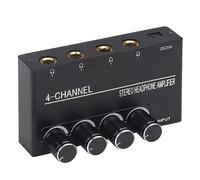 Puthernm Amplificateur de Casque Amplificateur Stéréo Compact pour Écouteurs Amplificateur Audio 4 Canaux pour Prise Jack 6,35 mm avec Contrôle du Volume Facile à Utiliser