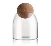 Puthernm Bouteilles en Verre Transparent, Récipients de Conservation des Aliments en Verre avec Liège Rond Hermétique, pour Bonbons, Noix, Épices, Grains de Café, 9 X 10 Cm, Faciles à Utiliser