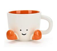 Puthernm Cadeau de Tasse de Bureau, Mignonne Tasse de Café Drôle pour Femmes, 12,8 Oz / 380 ML de Tasses à Thé à Café en Céramique, Tasses à Café Orange