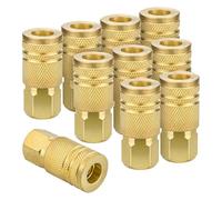 Puthernm Coupleur Industriel en Laiton 1/4 Pouce, Lot de 10 Coupleurs D'Air à Connexion NPT Interne pour Accessoires de Tuyau D'Air