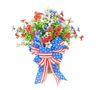 Puthernm Décoration de Panier de Fleurs du Jour Patriotique pour Porte D'Entrée, Jour de L'Indépendance, 4 Juillet pour Intérieur et Extérieur, Rouge Blanc Bleu, Facile à Utiliser