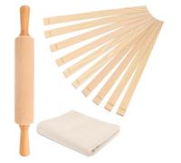 Puthernm Ensemble D'Enseignement de 12 PCS Pottery Tools avec Rouleau à Dalle de 17 Pouces, 10 PCS Guides à Perpsser en Bois, 1 Nappe en Lin