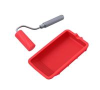 Puthernm Mini Kit de Peinture pour Rouleau en Silicone 48mm pour la Décoration, Plateau de Peinture et Brosse de Réparation pour Peinture Murale