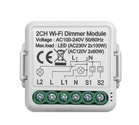Puthernm Module de Commutateur de Variateur Intelligent Tuya Wifi 10A, Prise en Charge Du Contrôle à 2 Voies, 2 Gangs, Compatible avec L'Application Home Smart Life, Installation Facile e