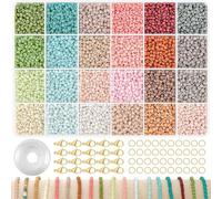 Puthernm Perles de Rocaille en Verre de 3 mm pour la Fabrication de Bracelets, Ensemble de Bracelets de Perles de 24 Couleurs, Artisanat d'art Bricolage pour Les 6 à 12 Ans (Perles de 3 Mm) -A