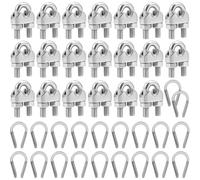 Puthernm Pinces de Corde à Câbles 20pcs, M6 Taille 304 Pince de Câble en Acier Inoxydable, U Boulon Saddle Tire Corde Détrempe