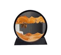 Puthernm Sable Mouvant Tableau d'art Sablier Rond Affichage de Mouvement 3D Mountain Sandscape Sable Qui Coule Peinture-Jaune