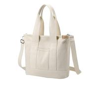 Puthernm Sac Fourre-Tout Multi-Poches avec Fermeture Éclair, Sac à Main Japonais en Toile Fait Main avec Compartiments, Multifonction Blanc Facile à Utiliser