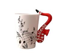 Puthernm Tasse en Céramique de Musique de 240Ml, Tasses et Tasses Mignonnes de Café, Thé, Lait avec Poignée, Cadeaux de Nouveauté, Saxophone