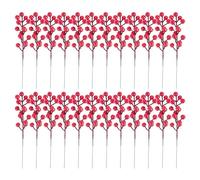 Puthernm Tiges de Baies Rouges, Paquet de 24 Baies de NoëL Artificielles de 7,9 Pouces Branche de Houx pour Arbre de NoëL, Couronne de Bricolage, FêTe