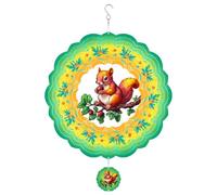 Puthernm Toupie de Vent Jaune et Verte - Toupie de Vent en Acier Inoxydable avec Motif D'Écureuil