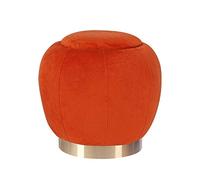 PUTHLLA Pouf en Velours, Repose-Pieds rembourré, Repose-Pieds Rond, Tabouret de Maquillage Chic pour Salon et Chambre à Coucher, Orange 42x42cm (17x17inch)