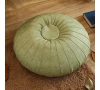 PUTHLLA Pouf Ottoman, Repose-Pieds marocain Confortable Boho Coussin de Sol Repose-Pieds en Similicuir Tabouret Chaise Ronde Fait Main pour Salon-Vert Clair 65x25cm(26x10inch)