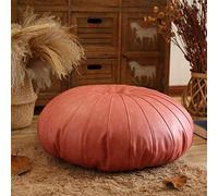 PUTHLLA Pouf Ottoman, Repose-Pieds marocain Confortable Boho Coussin de Sol Repose-Pieds en Similicuir Tabouret Chaise Ronde Fait Main pour Salon-Rose 65x25cm(26x10inch)