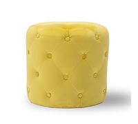 PUTHLLA Pouf Rond capitonné en Velours, Repose-Pieds Moderne et Confortable, Tabouret de vanité, Table Basse décorative multifonctionnelle, Jaune, 45 x 45 x 41 cm (18 x 18 x 16 Pouces)