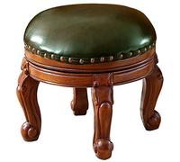 PUTHLLA Pouf Rond en Cuir, Repose-Pieds rembourré, Tabouret Pouf européen Haut de Gamme, Coiffeuse avec 4 Pieds en Bois sculpté Vert - pivotant