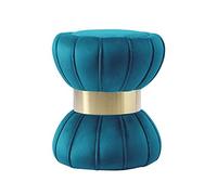 PUTHLLA Pouf Rond en Velours, Repose-Pieds rembourré Doux et créatif, plaqué Or Moyen, idéal pour Le Salon, la Chambre à Coucher, la Chambre d'enfants, Bleu Ciel 40x40x44cm (16x16x17 Pouces)
