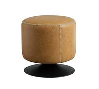 PUTHLLA Pouf Rond pivotant, Petit Pouf rembourré en Similicuir, Tabouret rembourré, Chaise rétro pour Salon - Camel