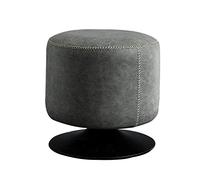 PUTHLLA Pouf Rond pivotant, Repose-Pieds Ottoman en Similicuir, Petit Pouf Ottoman rembourré, Chaise rétro pour Salon - Gris