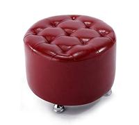 PUTHLLA Repose-Pieds en Bois et Cuir synthétique - Style Nordique Moderne - pour Salon, Chambre à Coucher, Tabouret Rond Bas pour Table Basse, Coiffeuse, canapé, Couleur Unie