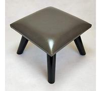 PUTHLLA Repose-Pieds en Bois, Repose-Pieds, Ottoman, Pieds en Bois, Tabouret, Cuir ciré à l'huile, Gris, 30 x 30 x 23 cm (12 x 12 x 9 Pouces)