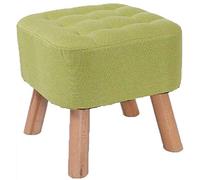PUTHLLA Repose-Pieds en Tissu de Couleur Unie, Banc à Chaussures carré de 40 cm, Pied de Tabouret en Bois Massif, Meubles de décoration pour la Maison de Salon (Couleur : Vert Moutarde, Taille : ca