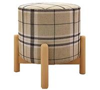 PUTHLLA Repose-Pieds en Treillis de Tissu, Coussin rembourré, Banc à Chaussures Rond, trépied en Bois Massif, Meubles de décoration pour la Maison du Salon (Couleur : 5)