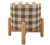 PUTHLLA Repose-Pieds en Treillis de Tissu, Coussin rembourré, Banc à Chaussures Rond, trépied en Bois Massif, Meubles de décoration pour la Maison du Salon (Couleur : 3)