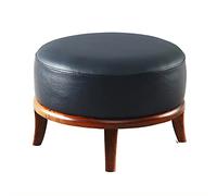 PUTHLLA Repose-Pieds Moderne en Cuir avec Pieds en Bois Massif Repose-Pieds Ottoman Haut de Gamme pour Salon Siège d'appoint Multifonction Rond Noir 41x41x32cm