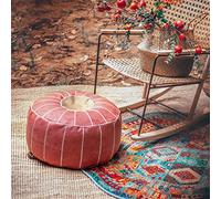 PUTHLLA Repose-Pieds Repose-Pieds Décoratif Marocain en Cuir PU Pouf Artisanat Ottoman Repose-Pieds Rond et Grand 55 * 55 * 30cm Coussin Non Rembourré Oreiller