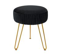 PUTHLLA Repose-Pieds Rond en Velours Moderne, Repose-Pieds pour Tabouret de vanité avec Pieds dorés, Tabouret Ottoman rembourré plissé pour vanité, tabourets de Maquillage pour vanité, Repose-Pieds