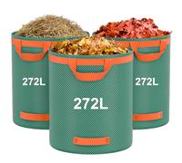 PUTINEI Sacs à déchets de Jardin Robustes 3x 272L Sacs de Jardin Réutilisables Avec Poignées,Sacs de Jardin IndéChirables,Sacs de Recyclage Pliables pour Feuilles, Ordures, Débris de Jardin