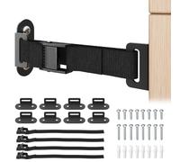 PUTORSEN Ancrages de Meubles Anti-Basculement - 4 Paires,Capacité 226 kg Ancres Murales Parasismiques Sécurité Bébé & Animal, Bretelles de Sécurité Réglables avec Boucles Métal Stables pour Meubles