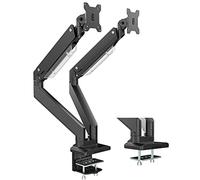 PUTORSEN Support 2 Écran PC Moniteur, Lourd Premium Aluminium Bras Articulé Ressort à Gaz pour Double Écrans 17-35", Hauteur Réglable Inclinaison Pivot et Fixation Bureau, Bras Supporte 15 kg par Bras