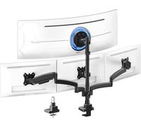 PUTORSEN Support pour 4 écrans, Max. jusqu'à 1x49'“ et 3x27”' Écrans Plats et incurvés, Support de Table à Tige de 80 cm, Bras de Montage d'écran empilable réglable, VESA 75/100