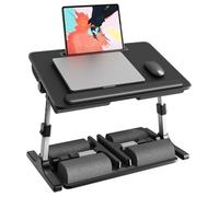 PUTORSEN Table d'ordinateur portable pour lit - Hauteur réglable et angle réglable - Coussin d'ordinateur portable 2 en 1 pliable - Grande table pour ordinateur portable pour lit, canapé, sol, 58 x 37