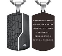 putouzip Collier avec plaque d'identité pour homme en acier inoxydable 316L cubain avec pendentif glacé, Acier inoxydable, Zircone cubique