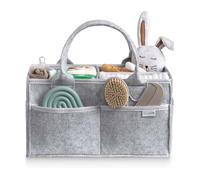 PUTSKA Organisateur Caddy à Couches Bébé - Panier de Rangement pour Table à Langer - Cadeau Naissance & Liste de Naissance - Essentiels Bébé - Déco Mixte - Gris Grand