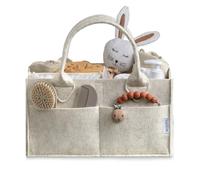 PUTSKA Panier de rangement pour couches de bébé, panier cadeau pour baby shower et liste de naissance indispensables - Blanc Régulier