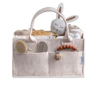 PUTSKA Organisateur Caddy à Couches Bébé - Panier de Rangement pour Table à Langer - Cadeau Naissance & Liste de Naissance - Essentiels Bébé - Déco Mixte - Moka Grand