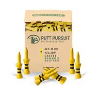 Putt Pursuit Lot de 30 Tees de Golf Castle en Bambou 45 mm - Matériau Durable, biodégradable et Durable - Hauteur de Balle constante et Friction réduite - Accessoires de Golf Professionnels - Violet