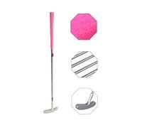 Putter de golf junior bidirectionnel en acier inoxydable pour gaucher et droitier Facile à utiliser pour enfants âgés de 9 à 12 ans (tête argentée + poignée rose, 73,7 cm, 9-12 ans)