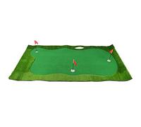 Putting Practice Mat | Quality Synthetic Turf for Indoor/Outdoor Use | 300x150cm Training Mat with 3 Flags & 2 Turf Mats | Secure Grip Backing Design